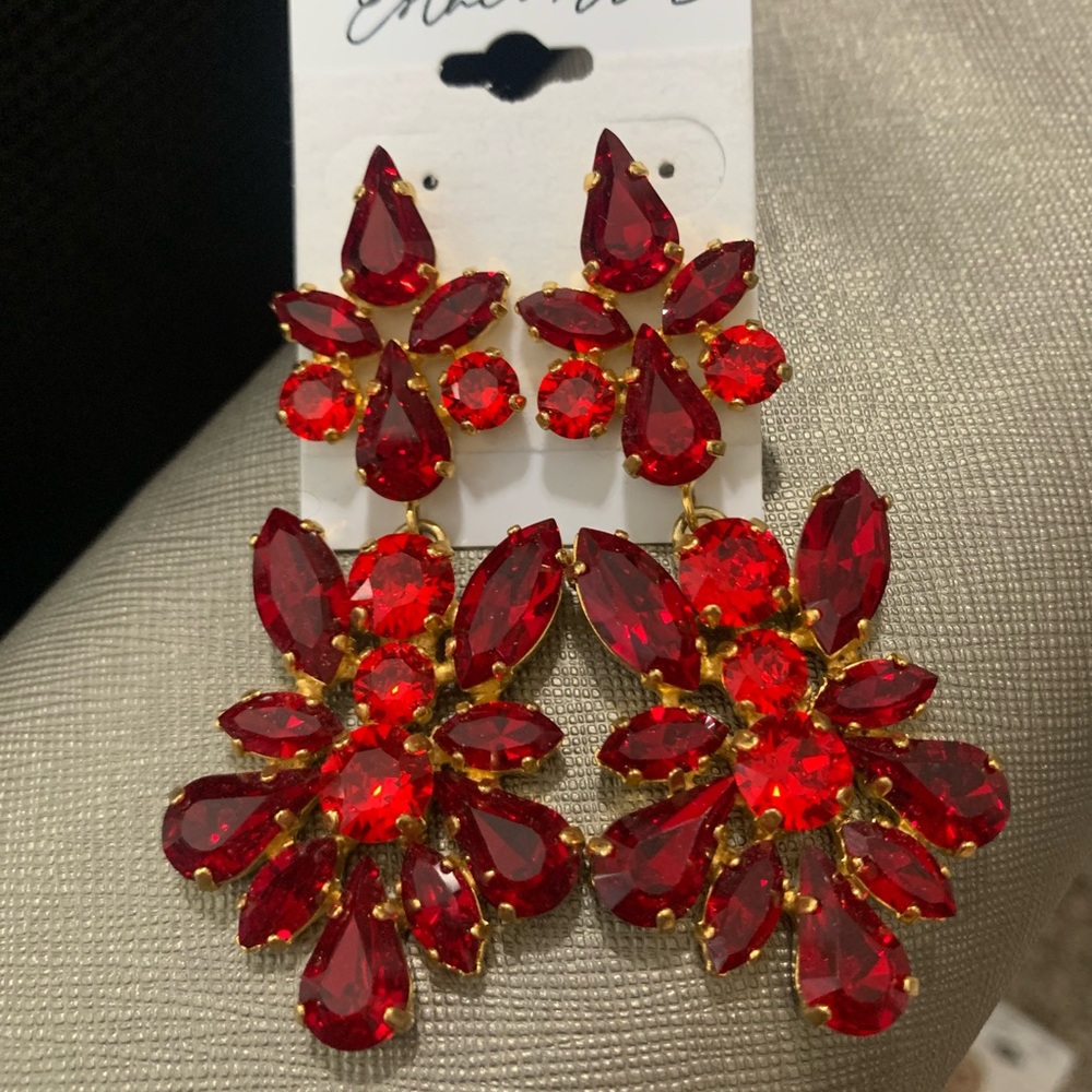 Red Swarovski Crystal Statement Earrings